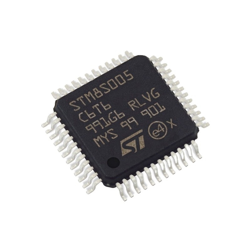 Στο οκτάμπιτο STM8S STM8 CISC 32KB αποθεμάτων ηλεκτρονικό τμήμα STM8S005C6T6 48-καρφιτσών LQFP λάμψης 3.3V/5V μικροελεγκτών MCU
