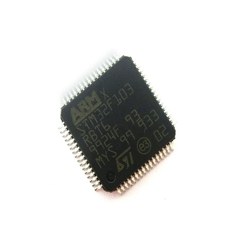 Τριανταδυάμπιτο Stm32f1 ολοκληρωμένο κύκλωμα Lqfp καρφιτσών λάμψης 2.5v/3.3v 64 μ3 Risc 128kb βραχιόνων STM32F103RBT6 Mcu