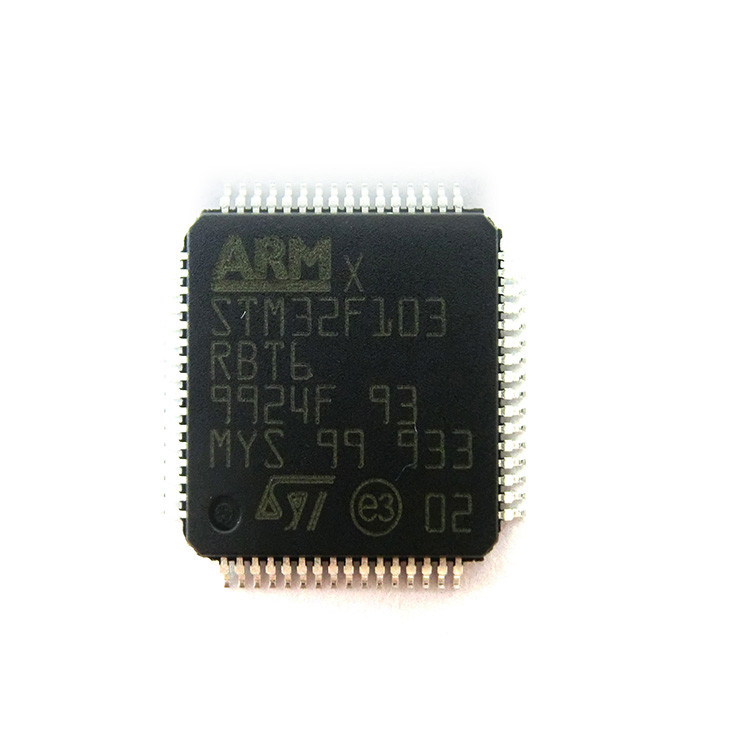 Τριανταδυάμπιτο Stm32f1 ολοκληρωμένο κύκλωμα Lqfp καρφιτσών λάμψης 2.5v/3.3v 64 μ3 Risc 128kb βραχιόνων STM32F103RBT6 Mcu