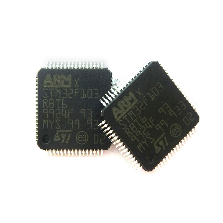 Τριανταδυάμπιτο Stm32f1 ολοκληρωμένο κύκλωμα Lqfp καρφιτσών λάμψης 2.5v/3.3v 64 μ3 Risc 128kb βραχιόνων STM32F103RBT6 Mcu