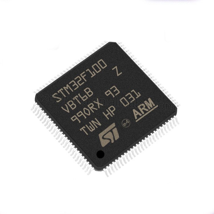 Καυτό ΤΣΙΠ καρφιτσών LQFP TR 100 LQFP STM32F100VBT6B ηλεκτρονικών τμημάτων STM32F100 2.5V 3.3V 100 πώλησης