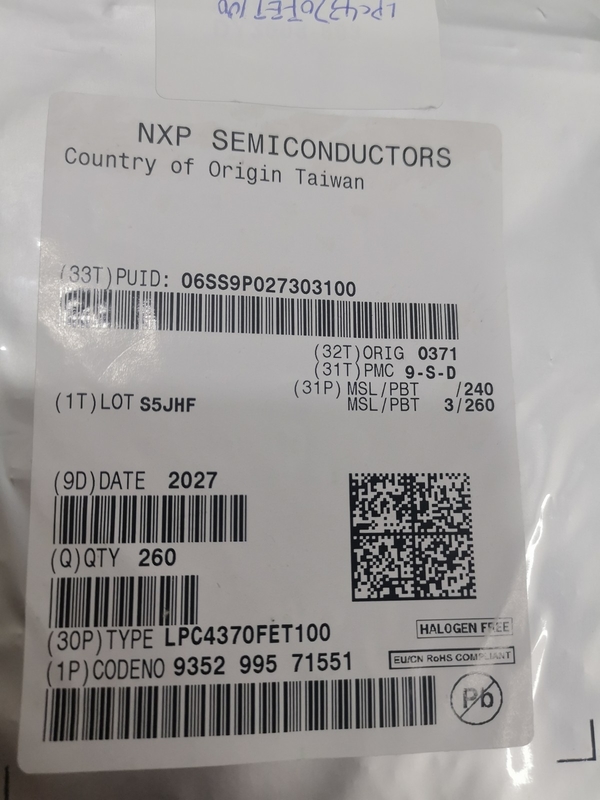 LPC4370FET100    100-TFBGA   Ολοκαίνουργιος αρχικός αχρησιμοποίητος μικροελεγκτών ολοκληρωμένου κυκλώματος τσιπ ολοκληρωμένων κυκλωμάτων